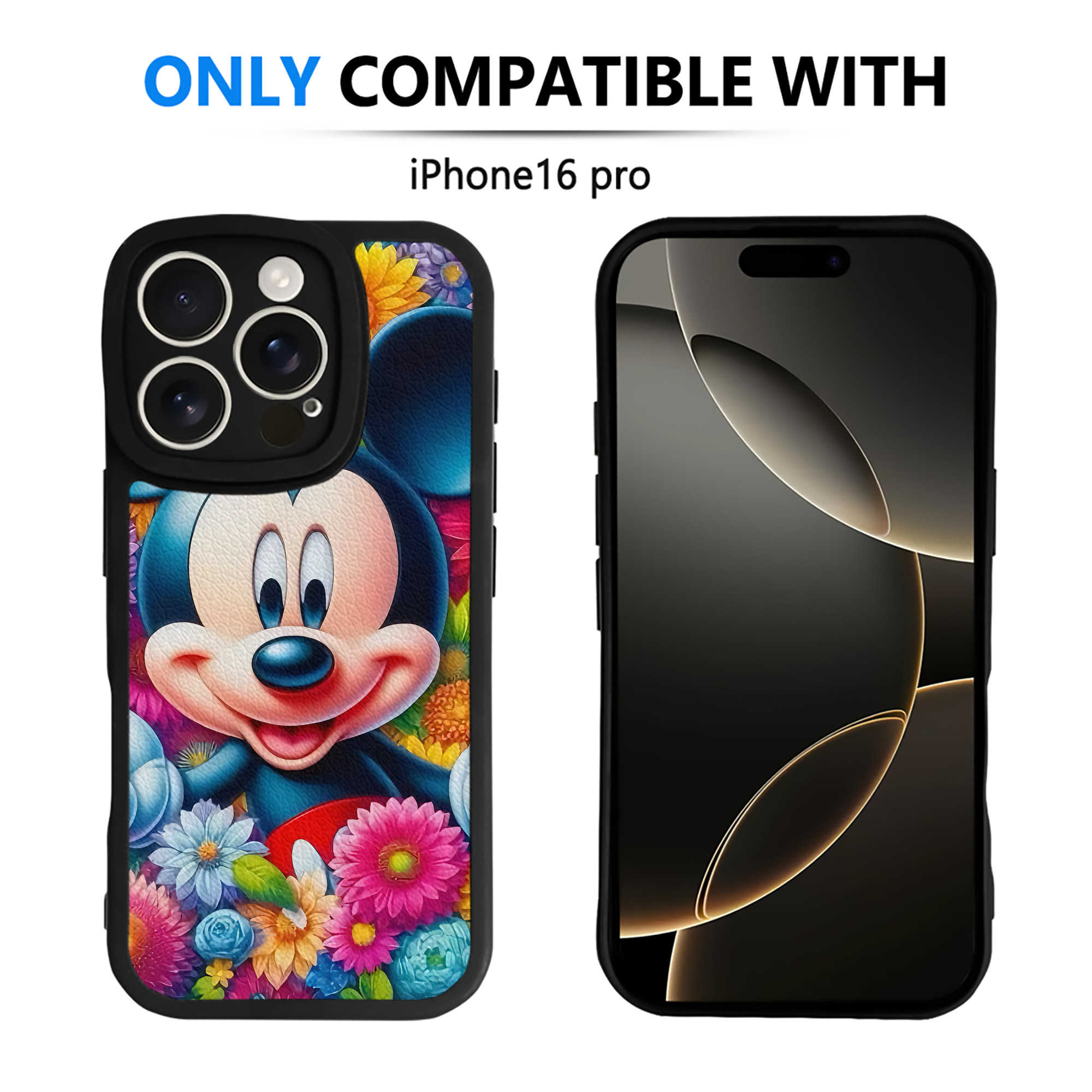 （画像用） ミッキーマウス Mickey Mouse 【iPhone 16シリーズ対応】シリコンスマホケース（レザー調） 材質：シリコン